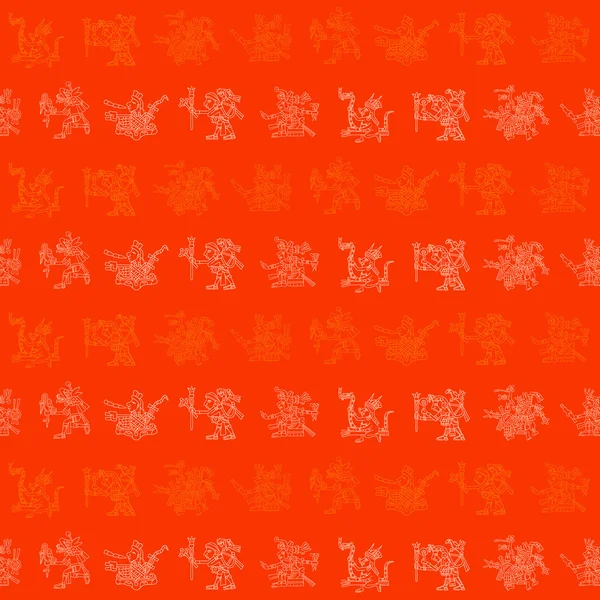 Sømløst mønster med symboler fra aztekiske kodekser – stockvektor