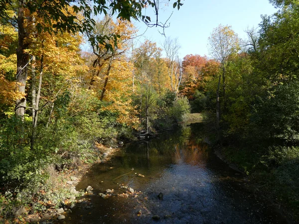 Paisaje Otoño Con Árboles Coloridos Río — Foto de Stock