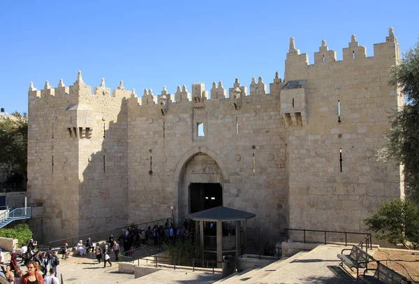 Porta Damasco Nella Città Vecchia Gerusalemme — Foto Stock