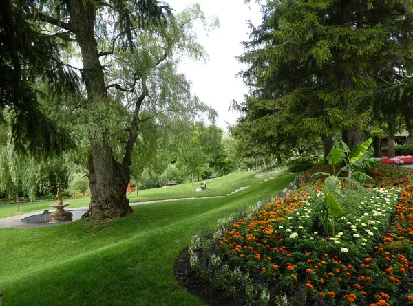 Paisaje Del Parque Con Macizos Flores — Foto de Stock