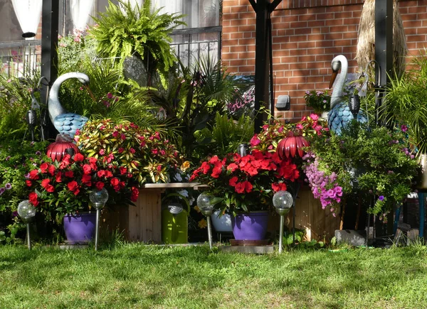前庭の装飾と花 — ストック写真