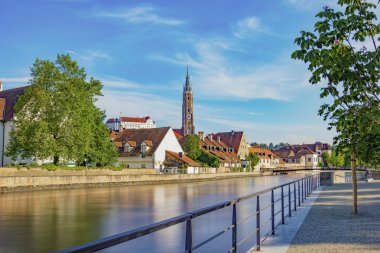 Beautiful shot of the church and castle of Landshut clipart