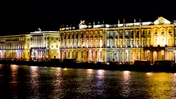 Museo Del Hermitage Fondo Por Noche San Petersburgo Rusia Vista — Vídeos de Stock