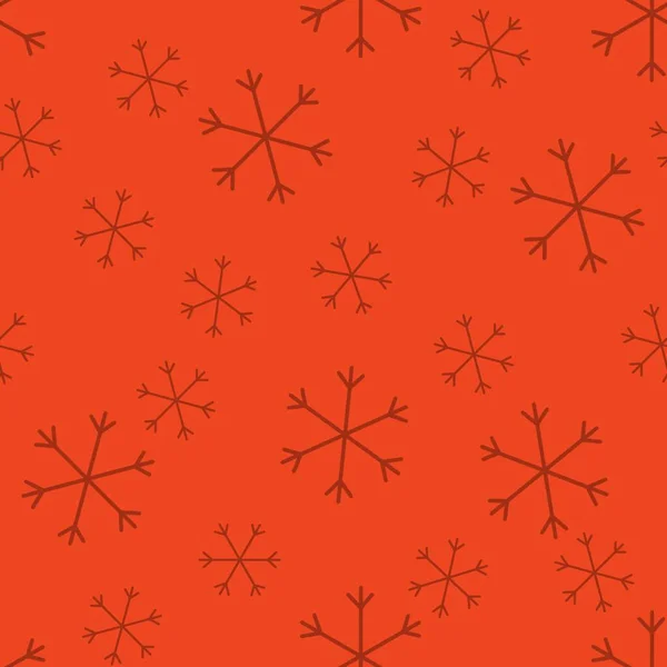无缝隙圣诞图案涂鸦与手绘雪花 包装纸为礼物 有趣的纺织品印花 食品包装 红珊瑚 黑色的 黑色的 — 图库照片