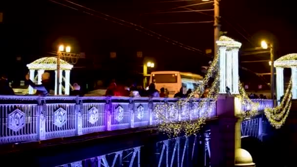 Saint Pétersbourg Russie Janvier 2020 Vue Pont Ville Nocturne Les — Video