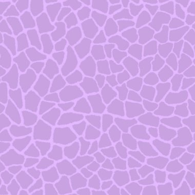 Zürafa derisi pürüzsüz desenli, sürekli kopyalanması için hayvan desenli. Pembe arka planda kaotik mozaik leylak parçaları. Paket kağıdı, komik tekstil kumaş baskısı, tasarım, dekor.
