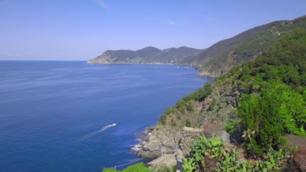 Flygfoto Cinque Terre Italiens Kust Regionen Corniglia Ligurien Italien Vackra — Stockvideo