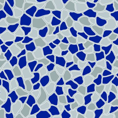 Terrazzo modern modaya uygun renksiz desenler. Düzensiz şekilleri olan soyut yaratıcı arkaplan. Ambalaj kağıdı, tekstil, baskı, duvar kağıdı, terrazzo döşemesi için ideal. Mavi, gri..