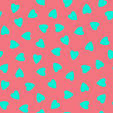 Basit, pürüzsüz bir kalıp, küçük kalp siluetlerinden yapılmış sonsuz kaotik doku. Sevgililer Günü, anneler günü geçmişi. Paskalya, düğün, hatıra defteri, hediye paketleme kağıdı, pembe üzerine tekstil Azure için harika..