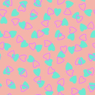 Basit, pürüzsüz bir şablon, küçük kalp siluetlerinden yapılmış sonsuz kaotik doku. Sevgililer Günü, anneler günü geçmişi. Paskalya, düğün, hatıra defteri, hediye paketleme kağıdı için harika..