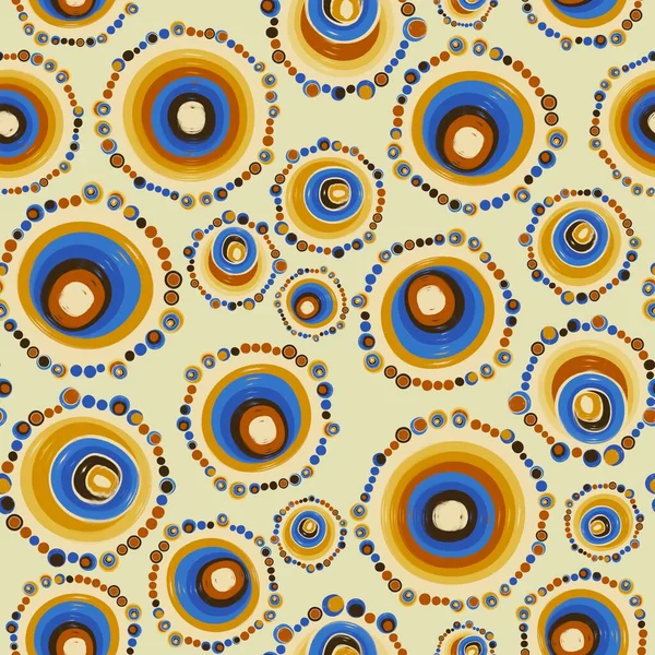 Geometrik, pürüzsüz desen, farklı boyut çizgileri olan birbirine mükemmel bir şekilde bağlanmış daireler. Tekstil, ambalaj kağıdı, pankart için, bej üzerine zure..