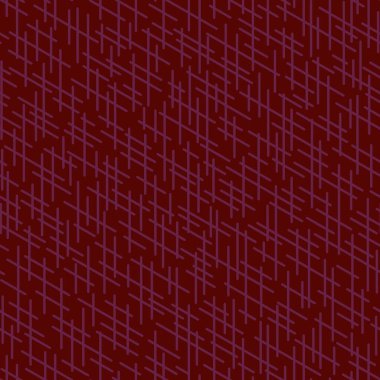 Düzen oluşturan rastgele çizgiler. Karmaşık kısa çizgiler, dikişsiz desen, çip ve modern tekrarlanabilir motifler. Baskı, tekstil, kumaş, arkaplan, ambalaj kağıdı için iyi. Burgundy mor renkleri.