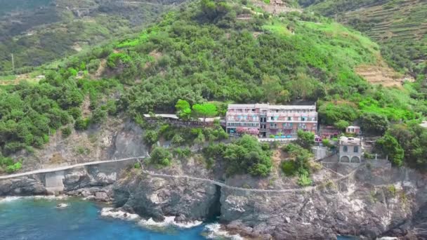 Monterosso Dos Cinco Vila Velha Mais Popular Cinque Terre Vineyards — Vídeo de Stock