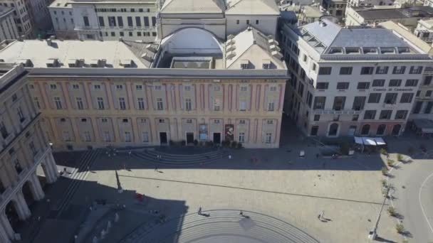 Veduta Aerea Panoramica Drone Piazza Ferrari Palazzo Ducale Tetti Vecchi — Video Stock