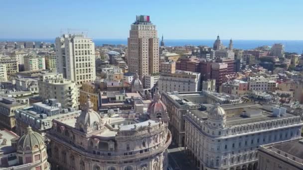 Genova Liguria Italia Parte Centrale Della Città Vista Panoramica Drone — Video Stock