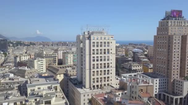 Génova Italia Parte Central Ciudad Vista Aérea Panorámica Del Drón — Vídeos de Stock