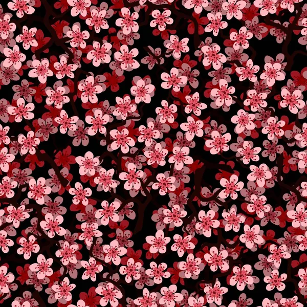 Padrão Sem Costura Com Florescendo Ramos Sakura Cereja Japonesa Para — Fotografia de Stock