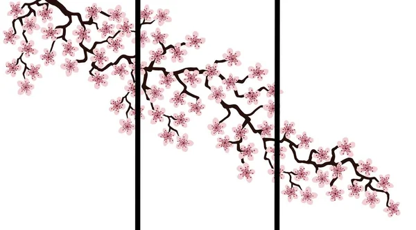 Blumige Grußkarte Mit Schönen Rosa Blütenblüten Zweig Sakura Weiße Farben — Stockfoto
