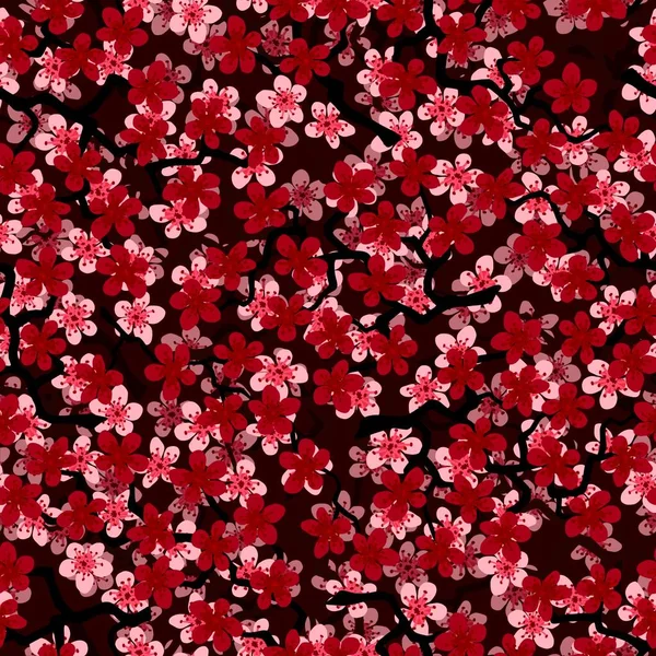 Padrão Sem Costura Com Florescendo Ramos Sakura Cereja Japonesa Para — Fotografia de Stock