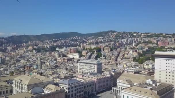 Génova Italia Parte Central Ciudad Vista Aérea Panorámica Del Drón — Vídeos de Stock
