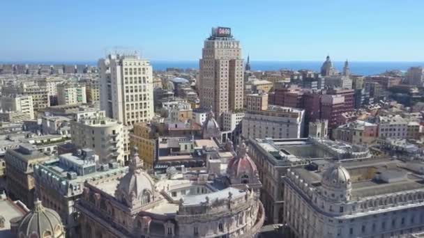 Genoa Liguria Italia Bagian Tengah Kota Panorama Drone Pandangan Udara — Stok Video