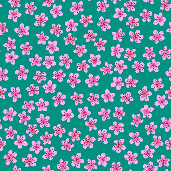 Бесшовный Узор Цветущей Японской Вишневой Сакурой Ткани Упаковки Обоев Текстильного — стоковое фото