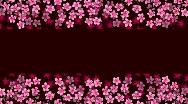 Banner Saudação Floral Com Belas Flores Rosa Ramo Sakura Burgundy — Fotografia de Stock