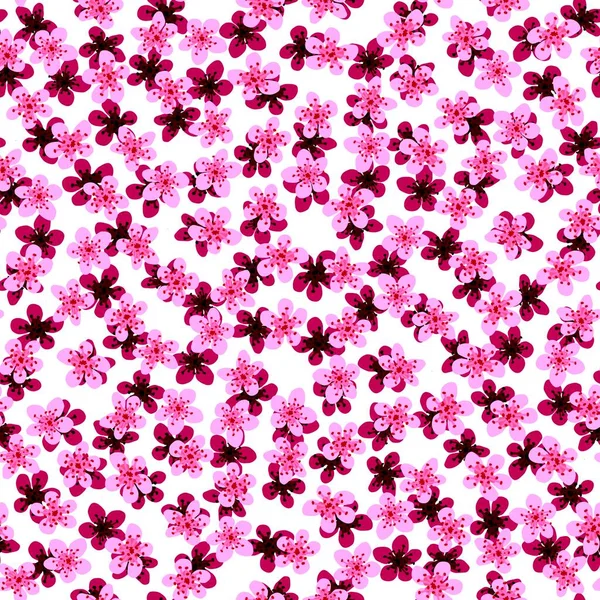 テキスタイル装飾 デザイン 招待状 ギフトラップ 製造のための日本の桜の開花とシームレスなパターン白の背景にピンクと月の花 — ストック写真