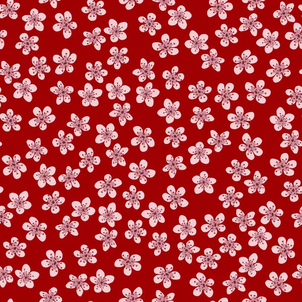 Seamless Pattern Blossoming Japanese Cherry Sakura Fabric Packaging Wallpaper Textile — Stock Photo, Image