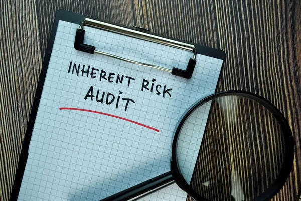 Inherent Risk Audit Write Paperwork Isolated Wooden Table Business Financial — Stock Photo, Image