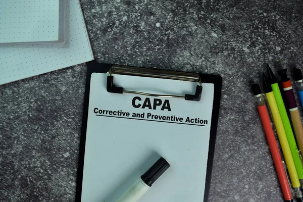 Capa Корректирующие Превентивные Действия Писать Бумажной Работе Столе — стоковое фото