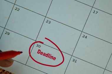 Aylık Takvim için son tarih ve masada izole edilmiş 31.