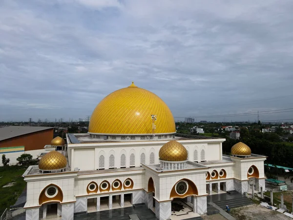 Aerial View Largest Mosque Masjid Kubah Emas Bekasi Ramadan Eid — Stock Photo, Image