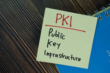 PKI - Tahta Tablo 'da izole edilmiş yapışkan notlar üzerine Genel Anahtar Altyapısı.