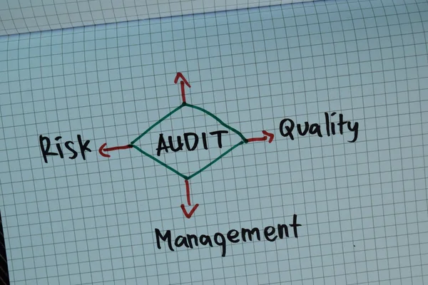 Diagrama Auditoría Escribir Libro Aislado Tabla Madera — Foto de Stock