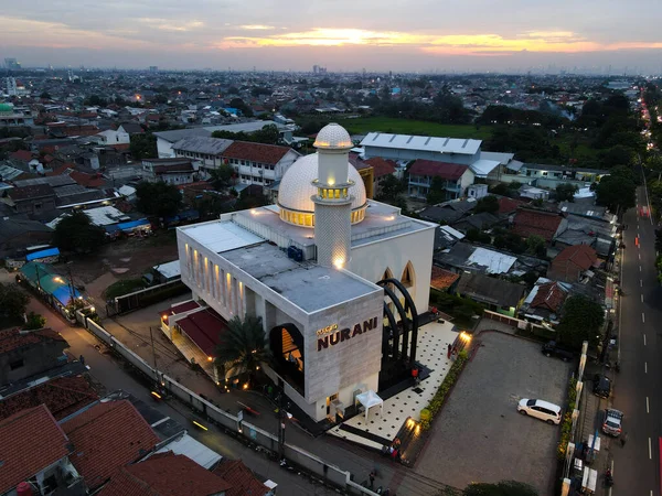 Masjid Nurani Panorama Melihat Masjid Terbesar Bekasi Ramadan Dan Eid — Stok Foto