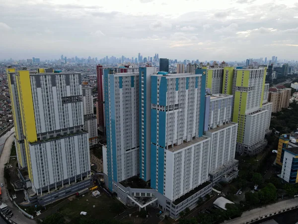 Вид Воздуха Современное Многоквартирное Здание Центральном Деловом Районе Джакарты Городским — стоковое фото