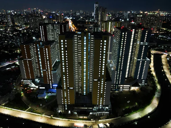무인기로 자카르타 지구의 아파트 건물을 수있다 Jakarta Indonesia January 2021 — 스톡 사진