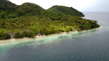 Deniz manzarası inanılmaz bir arka plan. Suyun rengi ve çok parlak. Güneşli bir günde dağlar ve berrak su okyanusu.