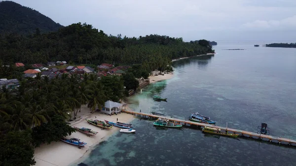 Molo Lampung Sea Pahawang Beach Położony Pobliżu Latającego Drona Sumatera — Zdjęcie stockowe
