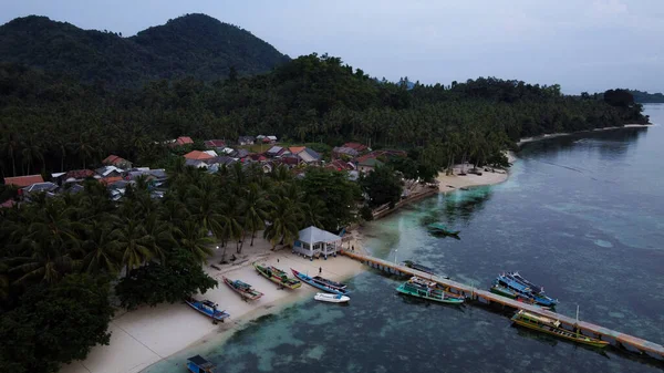 Pier Med Vid Lampung Sea Pahawang Beach Som Ligger Nära — Stockfoto