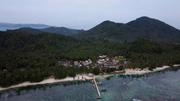 Molo Lampung Sea Pahawang Beach Położony Pobliżu Latającego Drona Sumatera — Zdjęcie stockowe