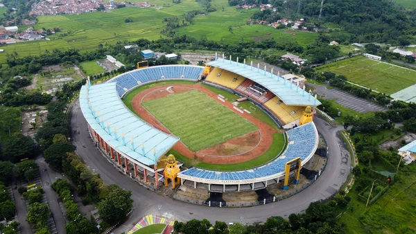 Vista Aérea Del Estadio Fútbol Bandung City Indonesia Atardecer Amanecer — Foto de Stock