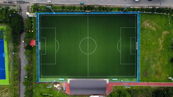 Aerial Shot Big Modern Stadium Top View Stadium Green Lawn — Stock Photo, Image