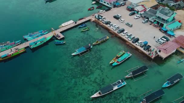 Pier Mit Lampung Sea Pahawang Beach Der Nähe Der Stadt — Stockvideo