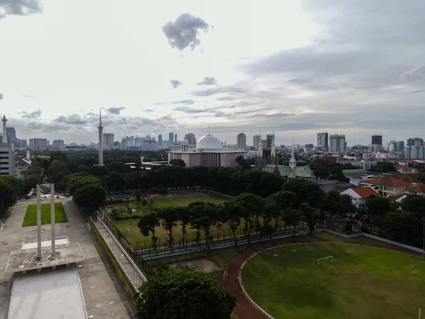 Luchtfoto Van West Irian Liberation Monument Het Centrum Van Jakarta — Stockfoto