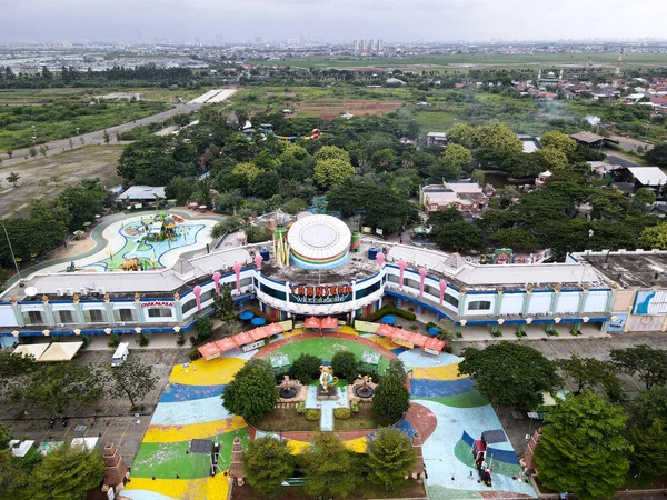 Luftaufnahme Des Transera Waterpark Harapan Indah Schwimmbades Bekasi Indonesien Bekasi — Stockfoto