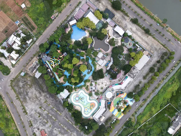 Luftaufnahme Des Transera Waterpark Harapan Indah Schwimmbades Bekasi Indonesien Bekasi — Stockfoto