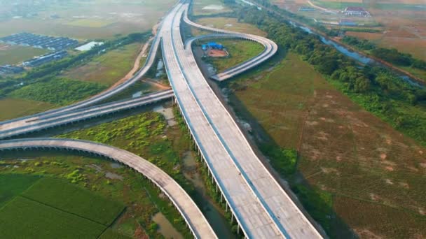 Luftaufnahme Der Neuen Straßenbaustelle Bekasi Bekasi Indonesien April 2021 — Stockvideo