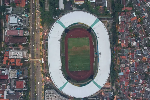 Vista Aérea Maior Estádio Bekasi Drone Bekasi Indonésia Abril 2021 — Fotografia de Stock